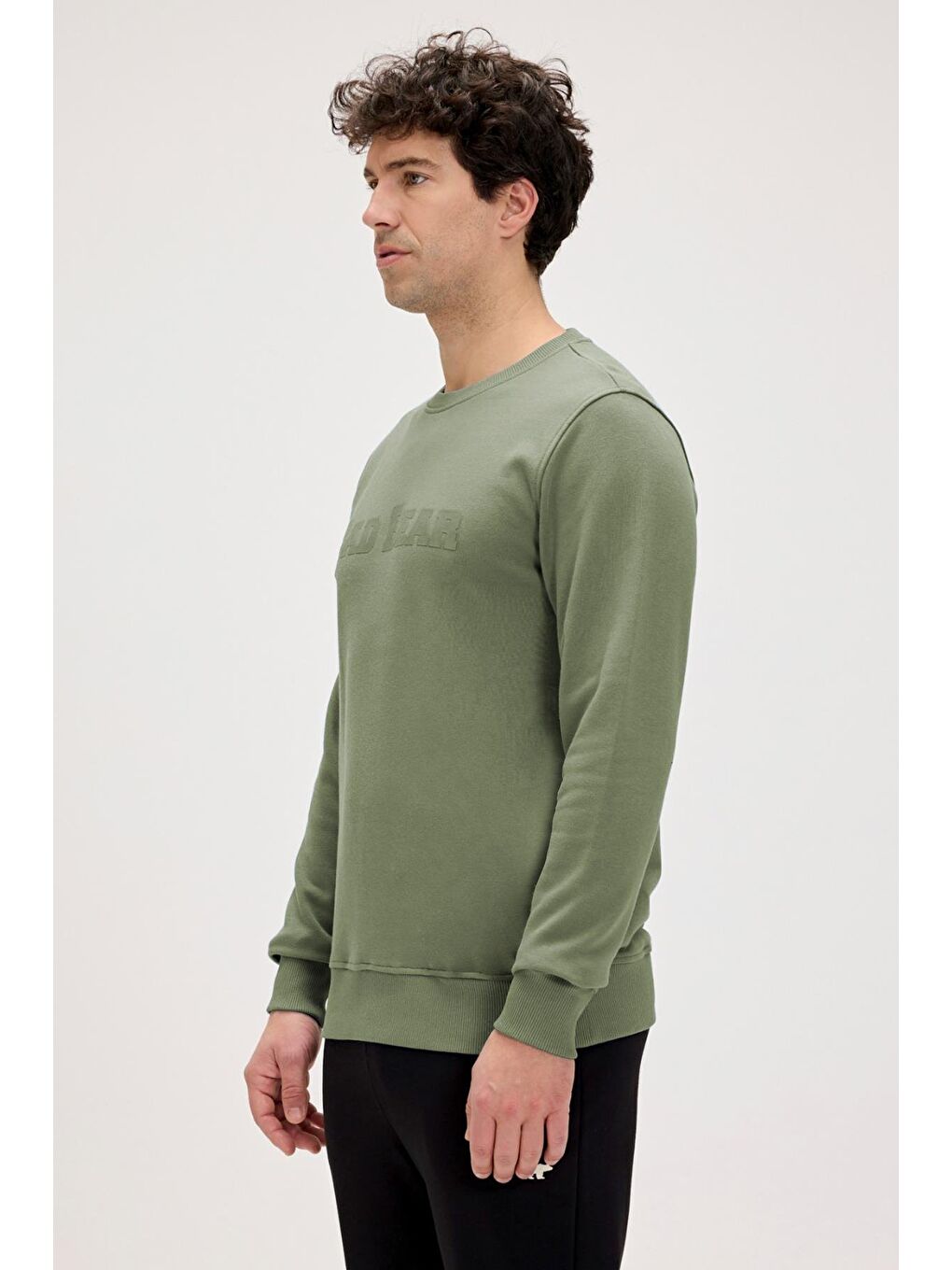 Yeşil Snow Soluk Yeşi̇l Crewneck Erkek Baskılı Sweatshirt-1