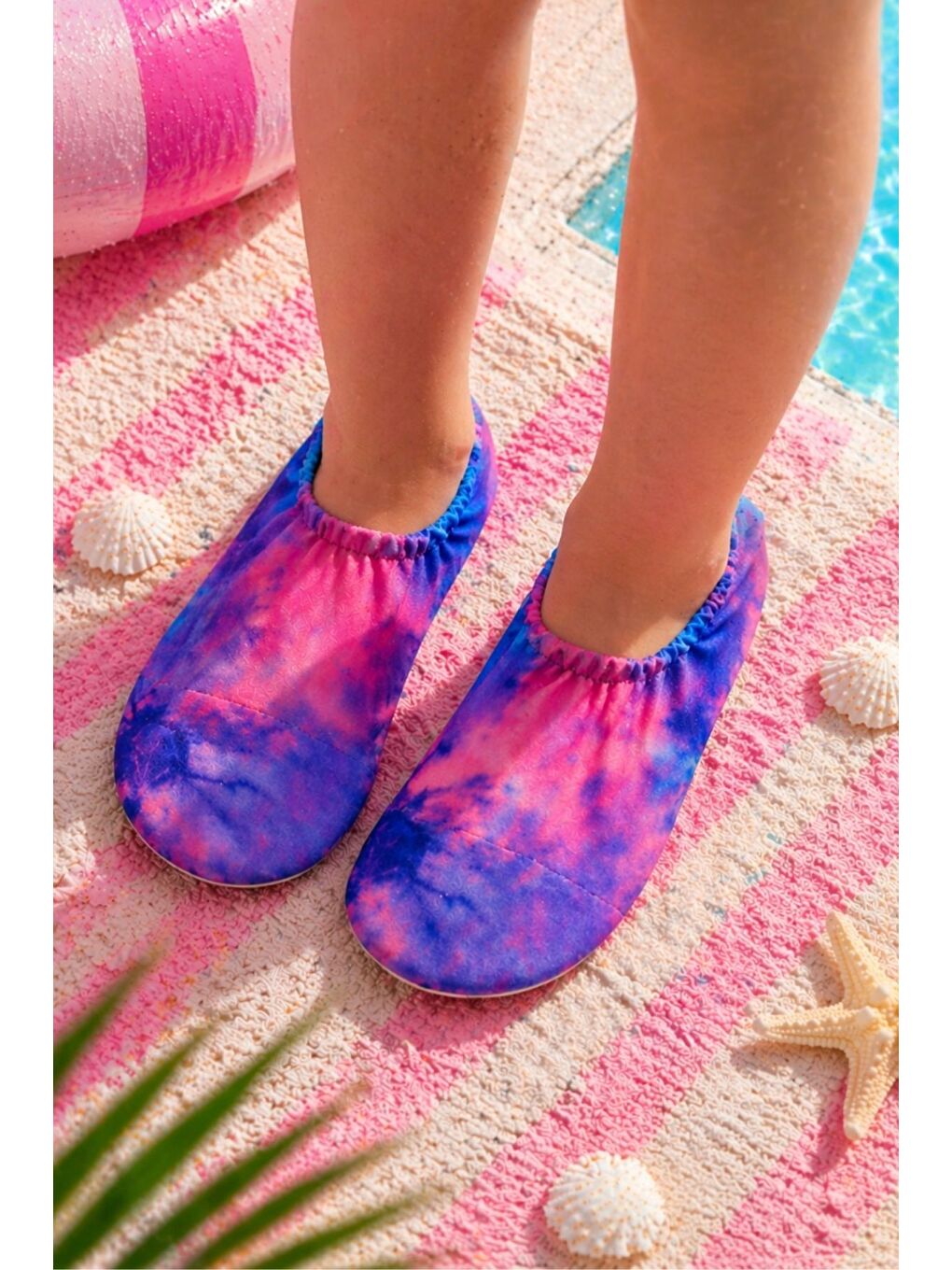 Lacivert Bulut Efektli Renkli Kaymaz Taban Bebek - Çocuk Deniz Ayakkabısı-3