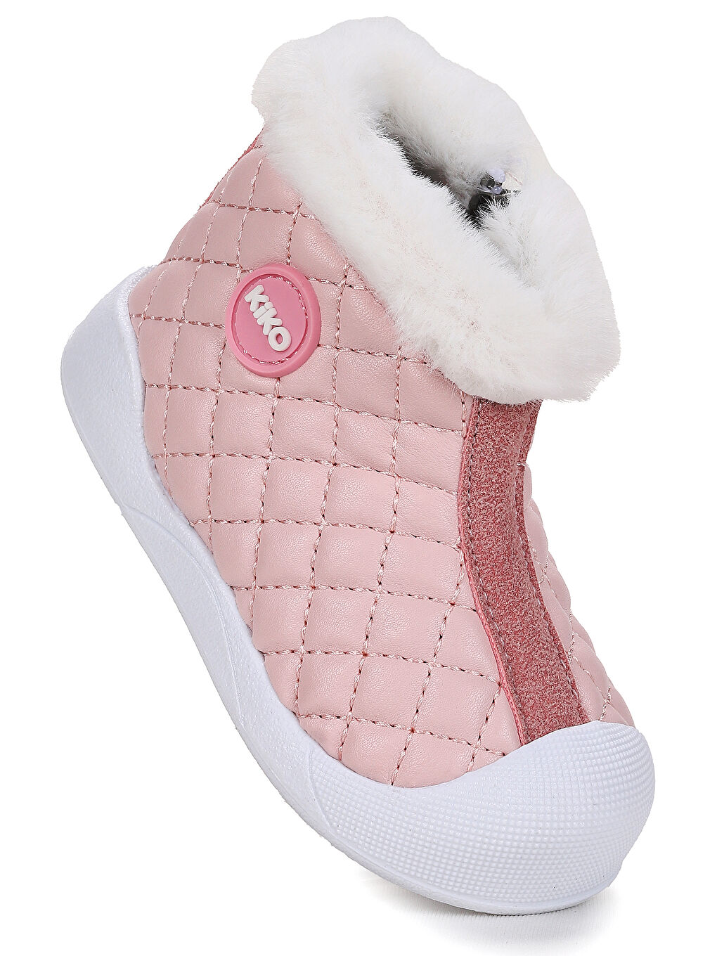 Pembe Biser Fermuarlı Termo Taban Kız Bebek Bot Ayakkabı-0