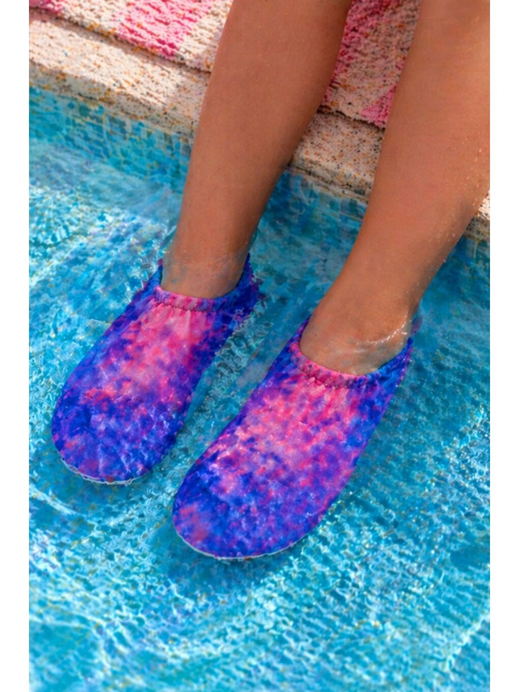 Lacivert Bulut Efektli Renkli Kaymaz Taban Bebek - Çocuk Deniz Ayakkabısı-4