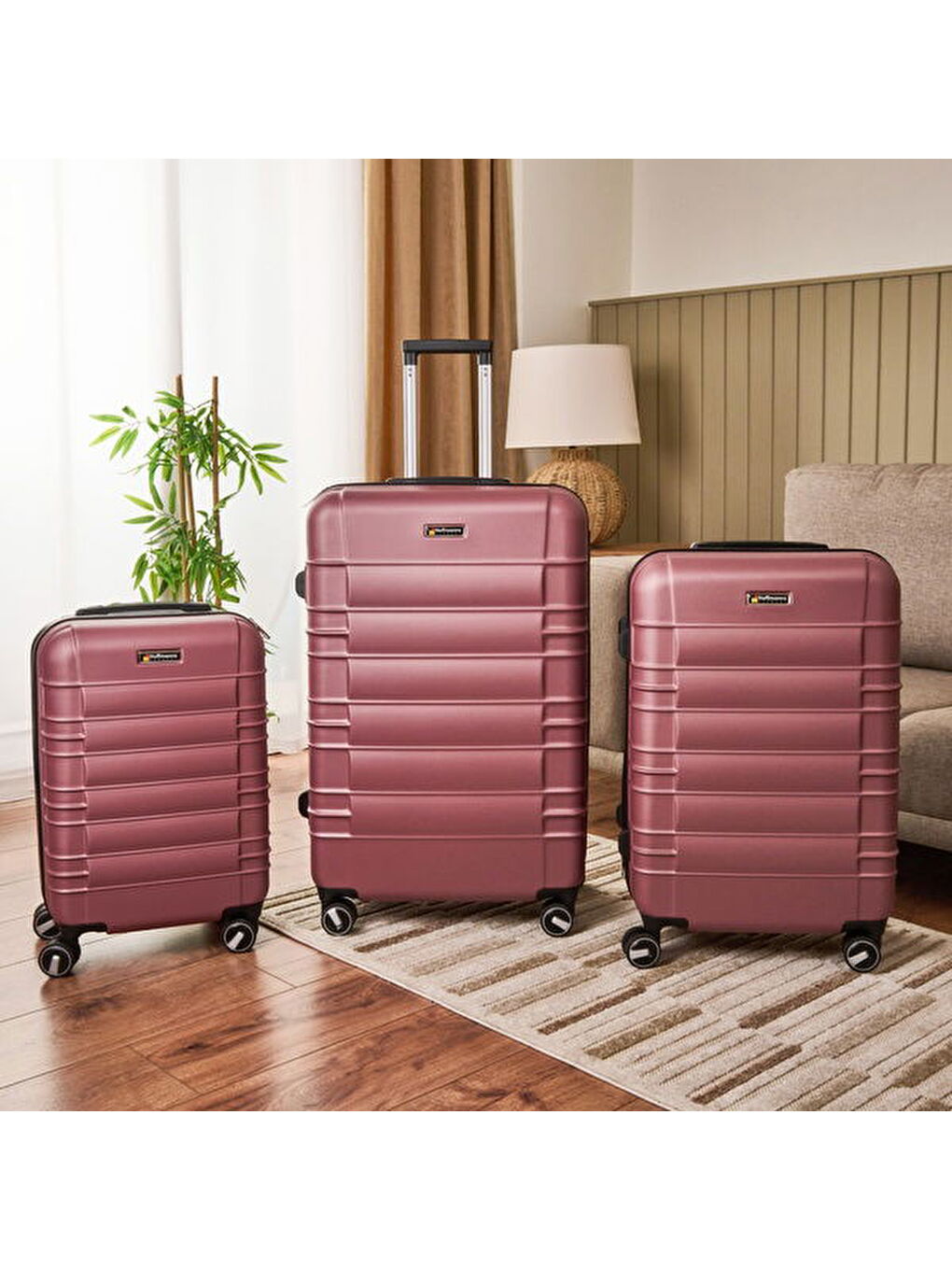 Pembe Travel Star Büyük Boy ABS Valiz - Gülkurusu - 76x52x30 cm-6