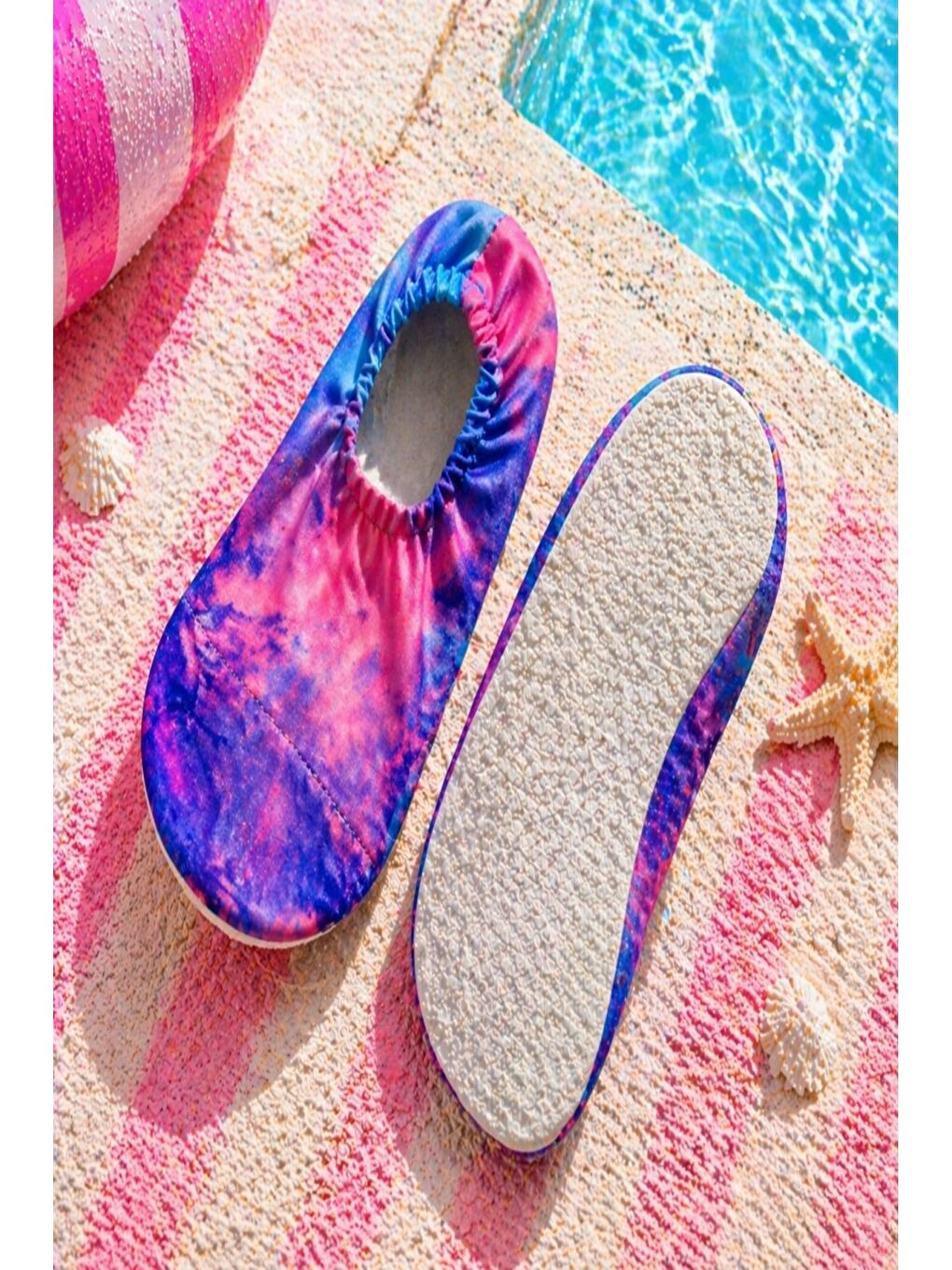 Lacivert Bulut Efektli Renkli Kaymaz Taban Bebek - Çocuk Deniz Ayakkabısı-5