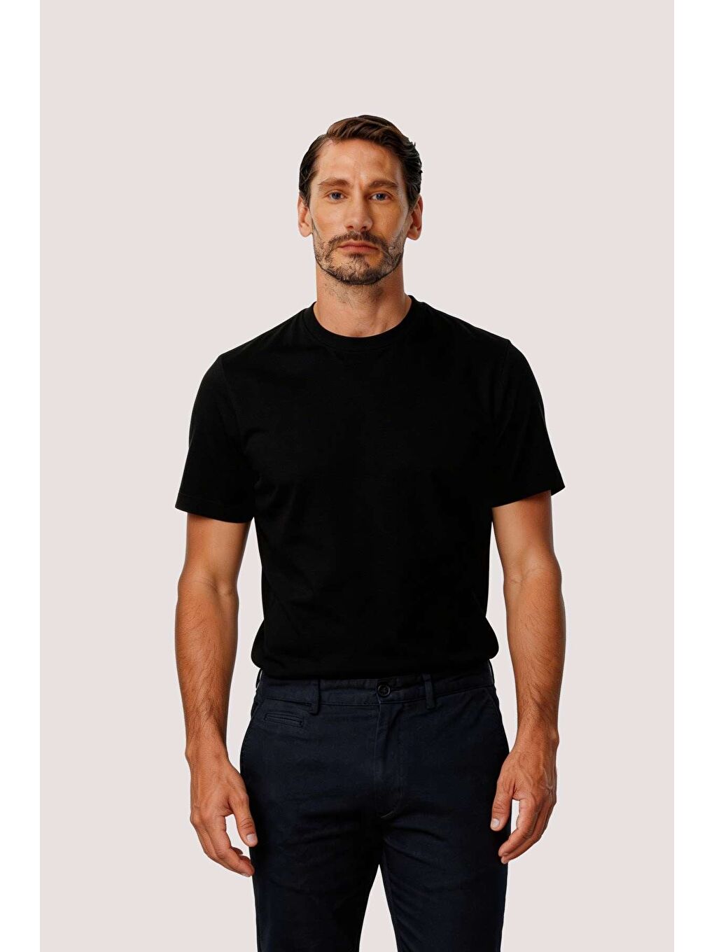 Siyah %100 Pamuk Erkek Tişört – Bisiklet Yaka