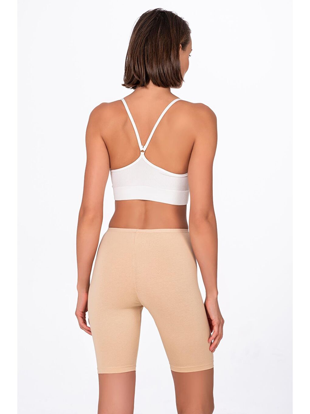 Kadın Elastanlı Süprem Diz Üstü Tayt | Bej K0413-1