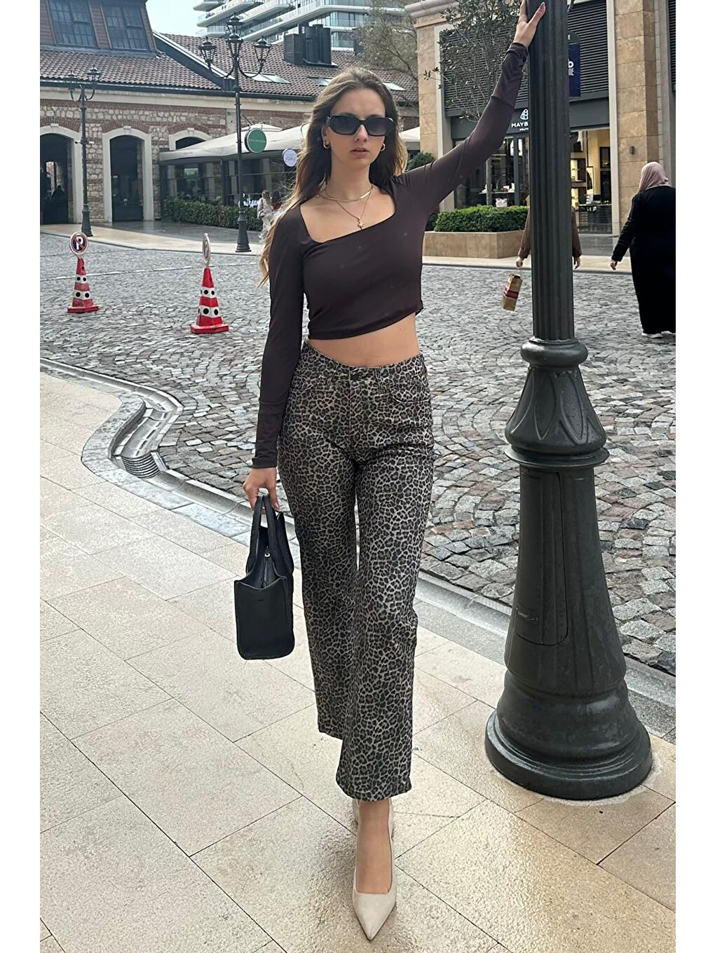 Bej Leopar Kadın Jean Pantolon Mg2224-5