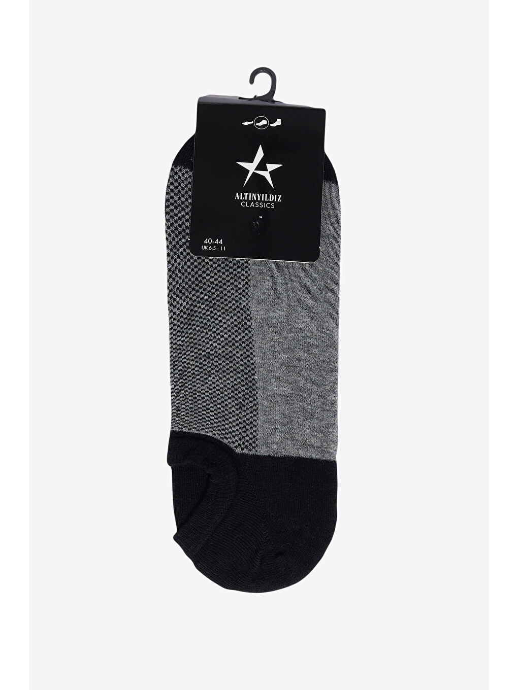 Erkek Siyah-Gri Tekli Bambulu Sneaker Çorap