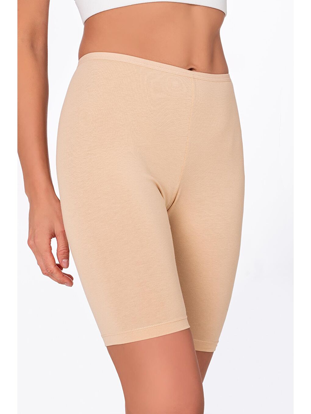 Kadın Elastanlı Süprem Diz Üstü Tayt | Bej K0413-2