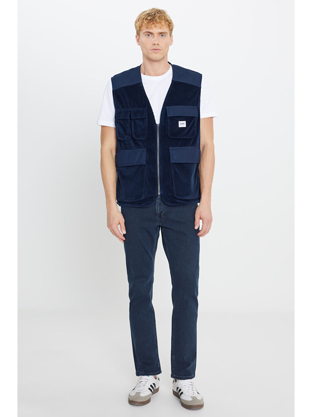 Lacivert %100 Pamuk Regular Fit Normal Kesim Gömlek Yaka Cepli Yelek-1