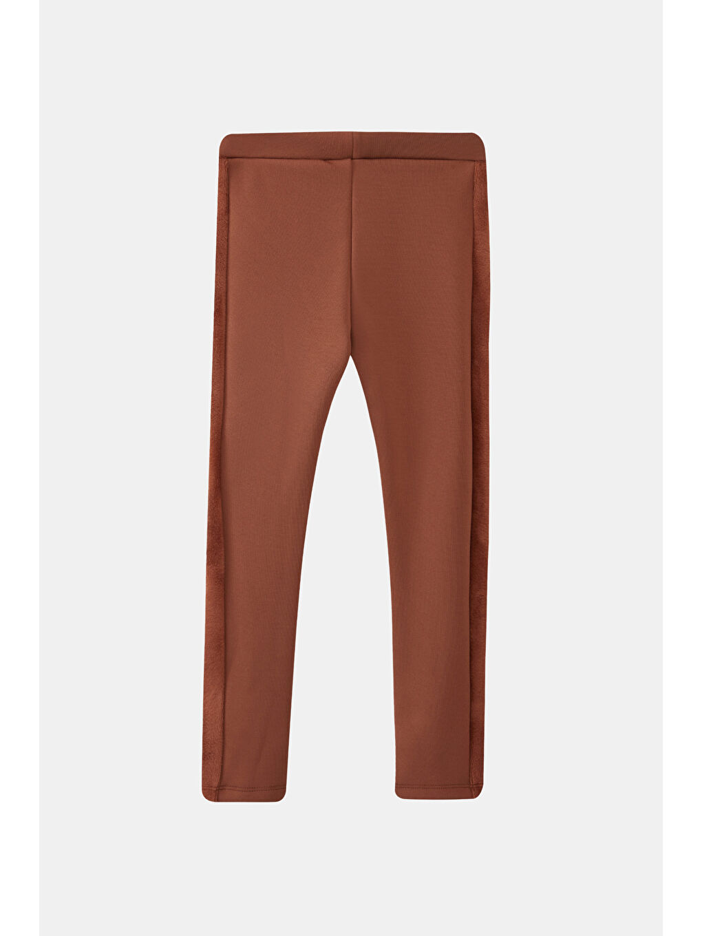 Kahverengi Kız Çocuk İçi Pelüş Yan Panel Tüylü Extra Kalın Kışlık Tayt-1