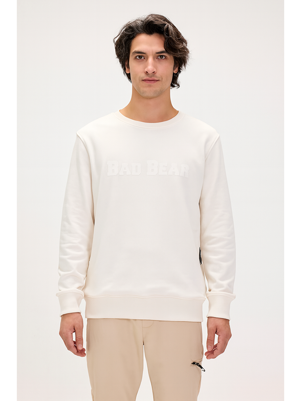 Beyaz Snow Marshmallow Crewneck Erkek Baskılı Sweatshirt