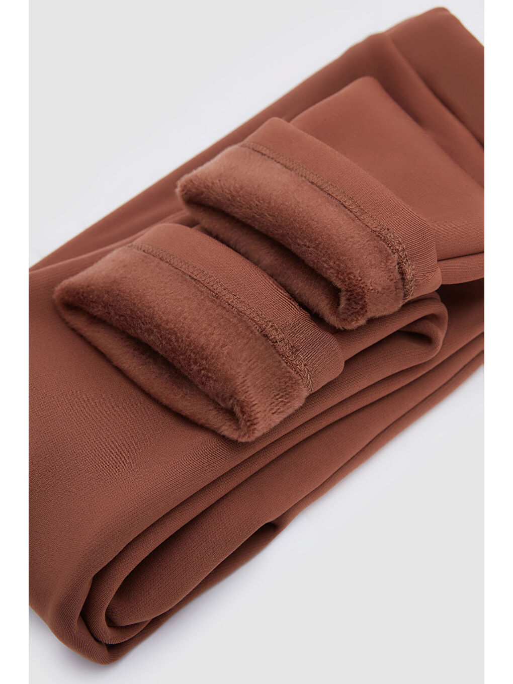 Kahverengi Kız Çocuk İçi Pelüş Yan Panel Tüylü Extra Kalın Kışlık Tayt-3
