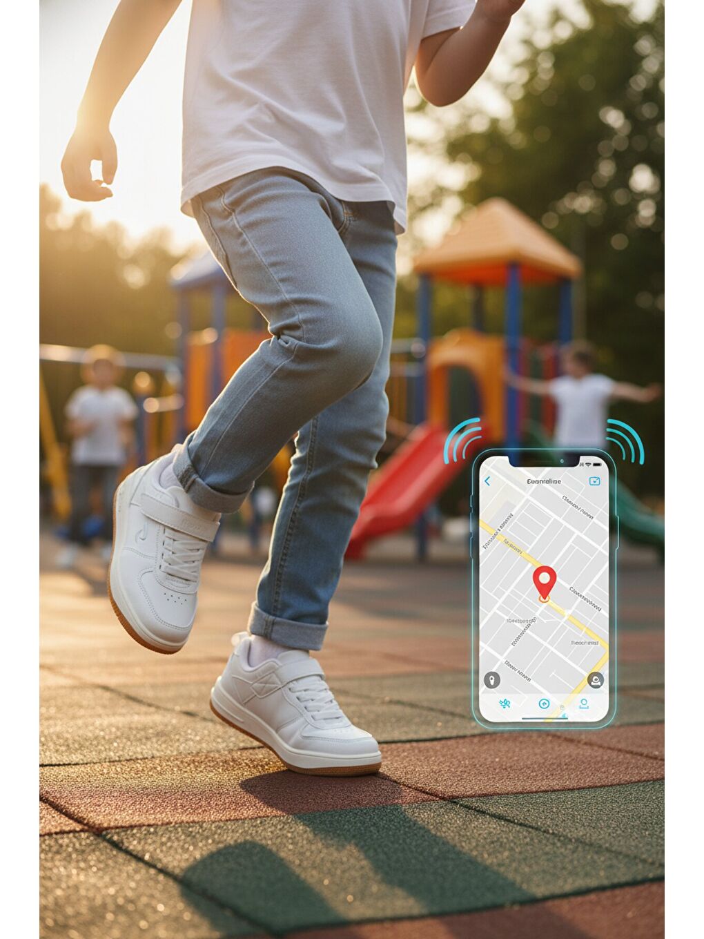 Beyaz Gps Takip Özellikli Unisex Çocuk Spor Ayakkabı Follow F-2