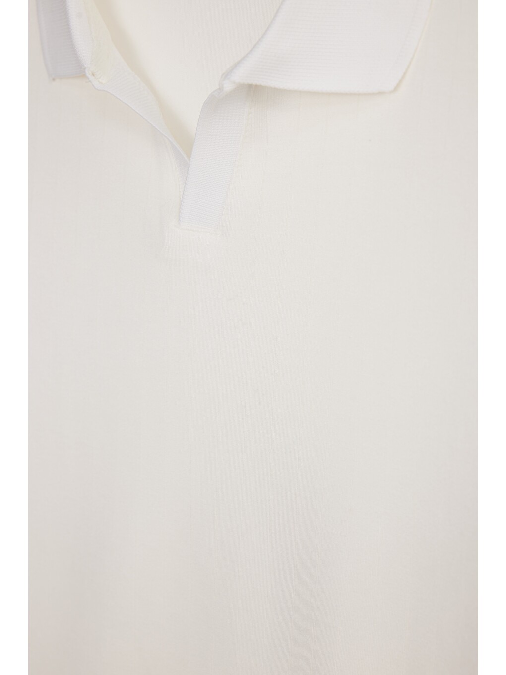 Erkek Slim Fit Dar Kesim Pamuklu Kısa Kollu Çizgili Ekru Polo V Yaka Tişört-4