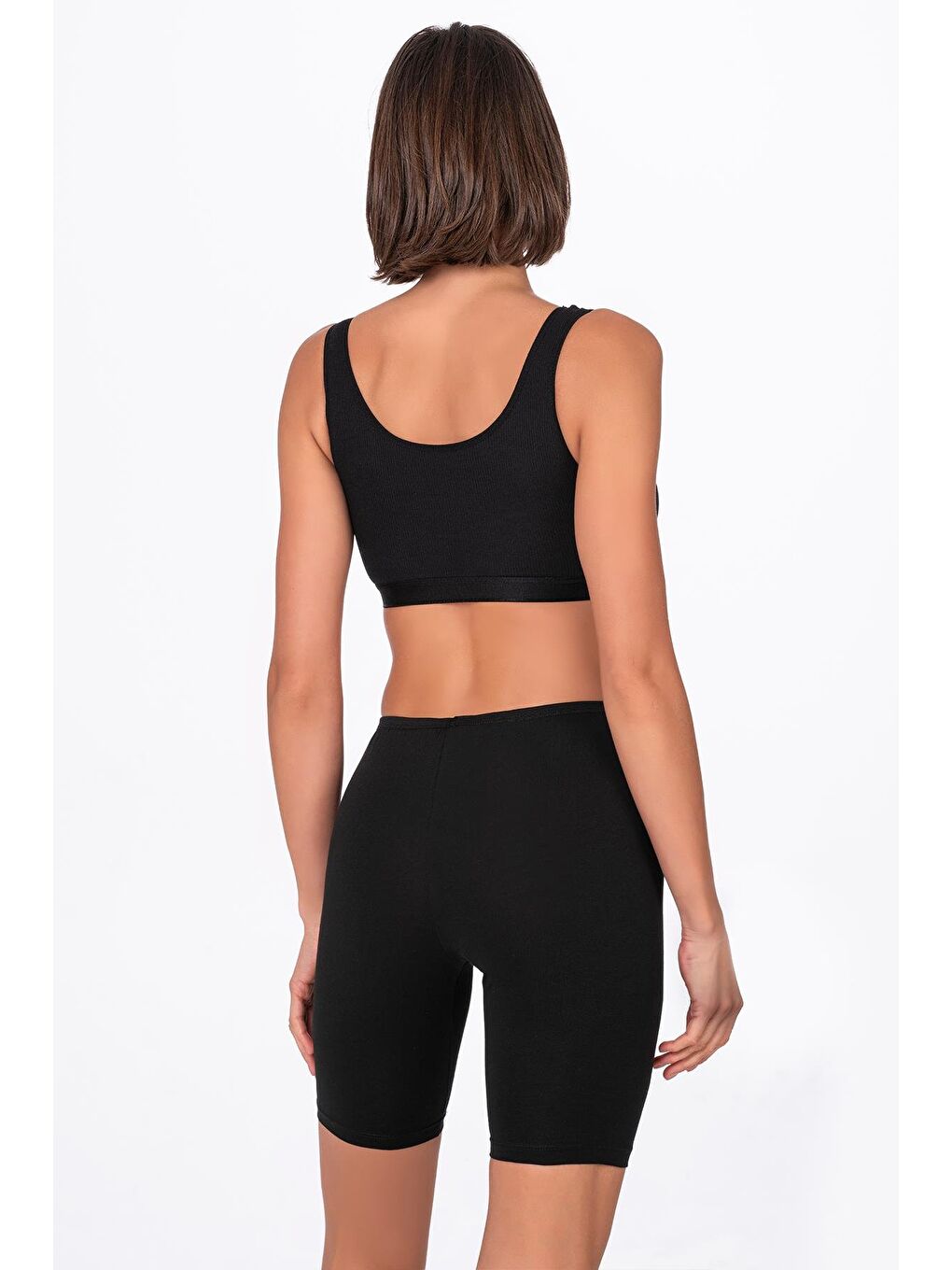 Kadın Elastanlı Süprem Diz Üstü Tayt | Siyah K0413-1