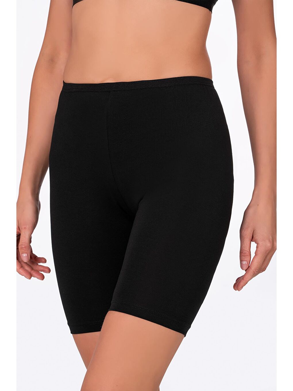 Kadın Elastanlı Süprem Diz Üstü Tayt | Siyah K0413-2