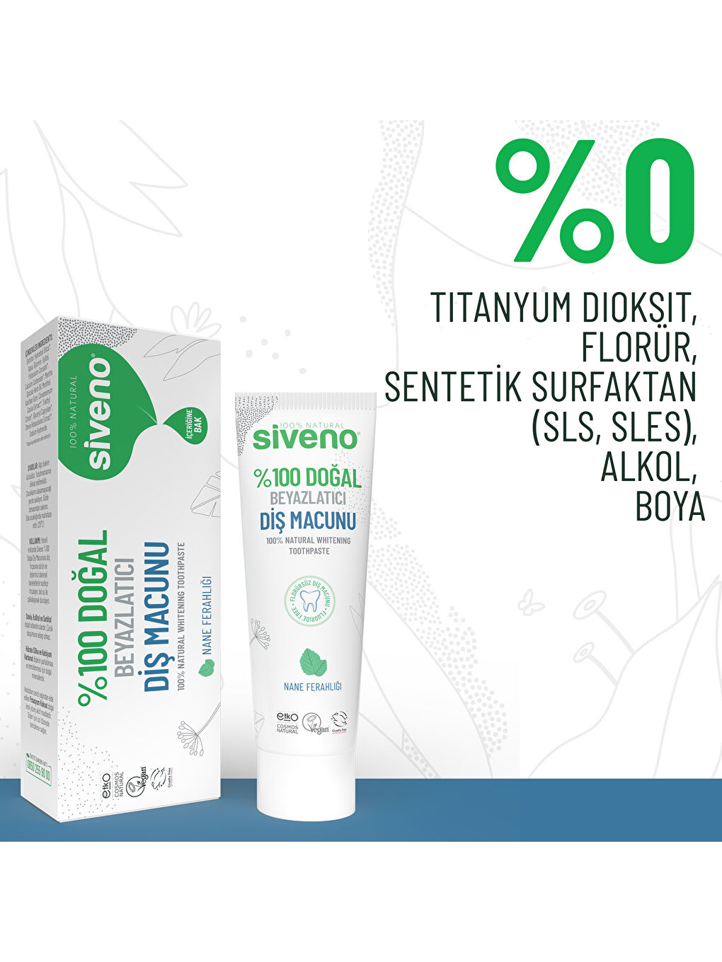 Siveno %100 Doğal Diş Macunu Beyazlatıcı Nane Ferahlığı Florürsüz 65 Gr - 2