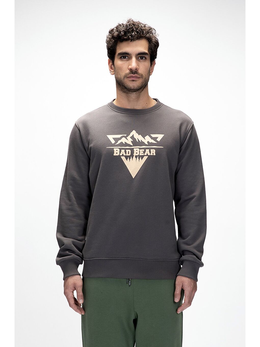 Mountain Antrasit Crewneck Erkek Baskılı Sweatshirt