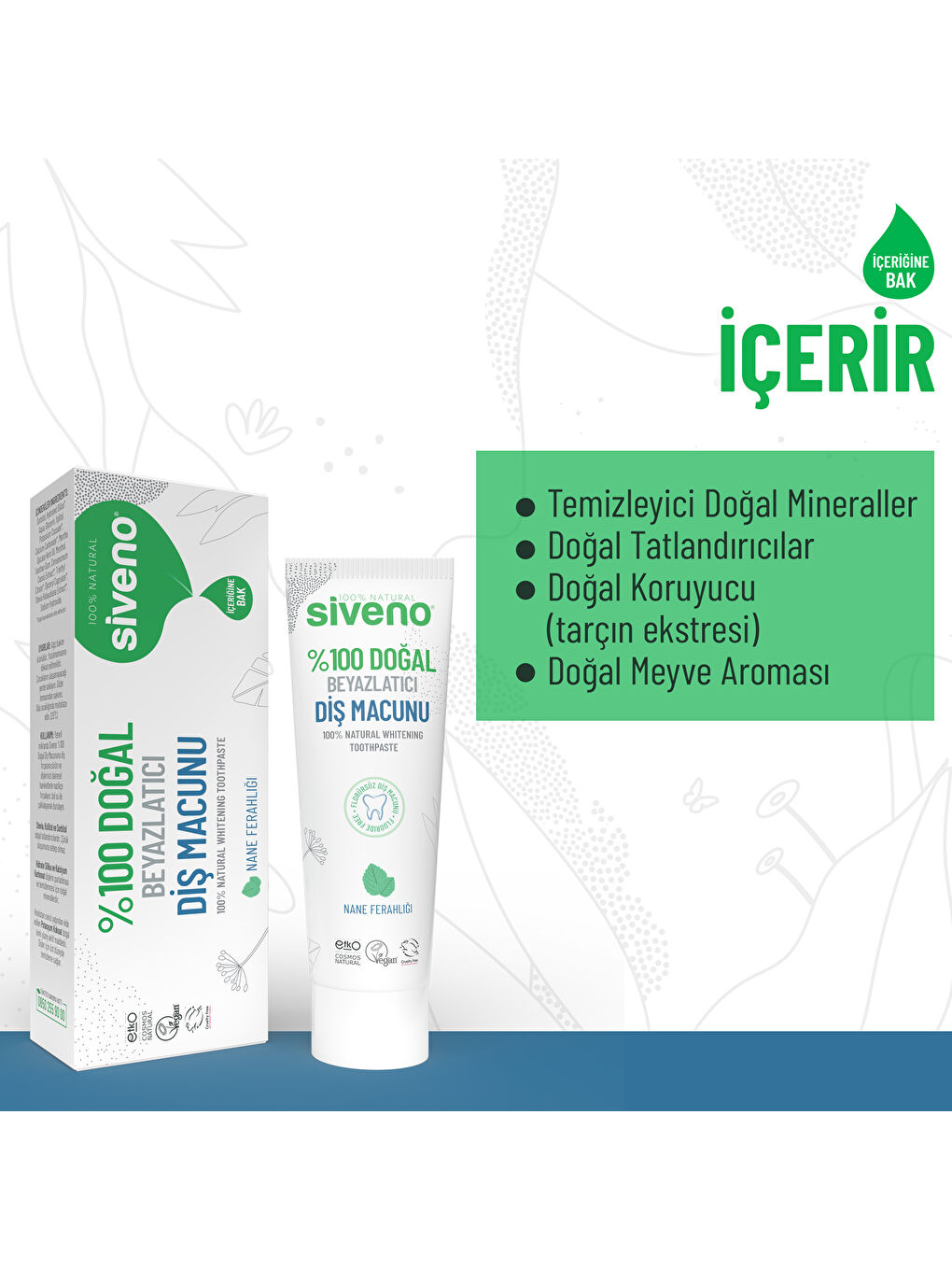 Siveno %100 Doğal Diş Macunu Beyazlatıcı Nane Ferahlığı Florürsüz 65 Gr - 3
