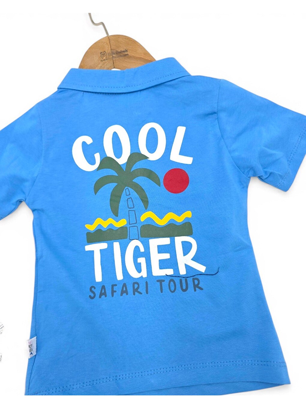 Mavi Erkek Bebek Yazlık Jean Şortlu Baskılı Polo Yaka T-shirtli 2'li Takım-6