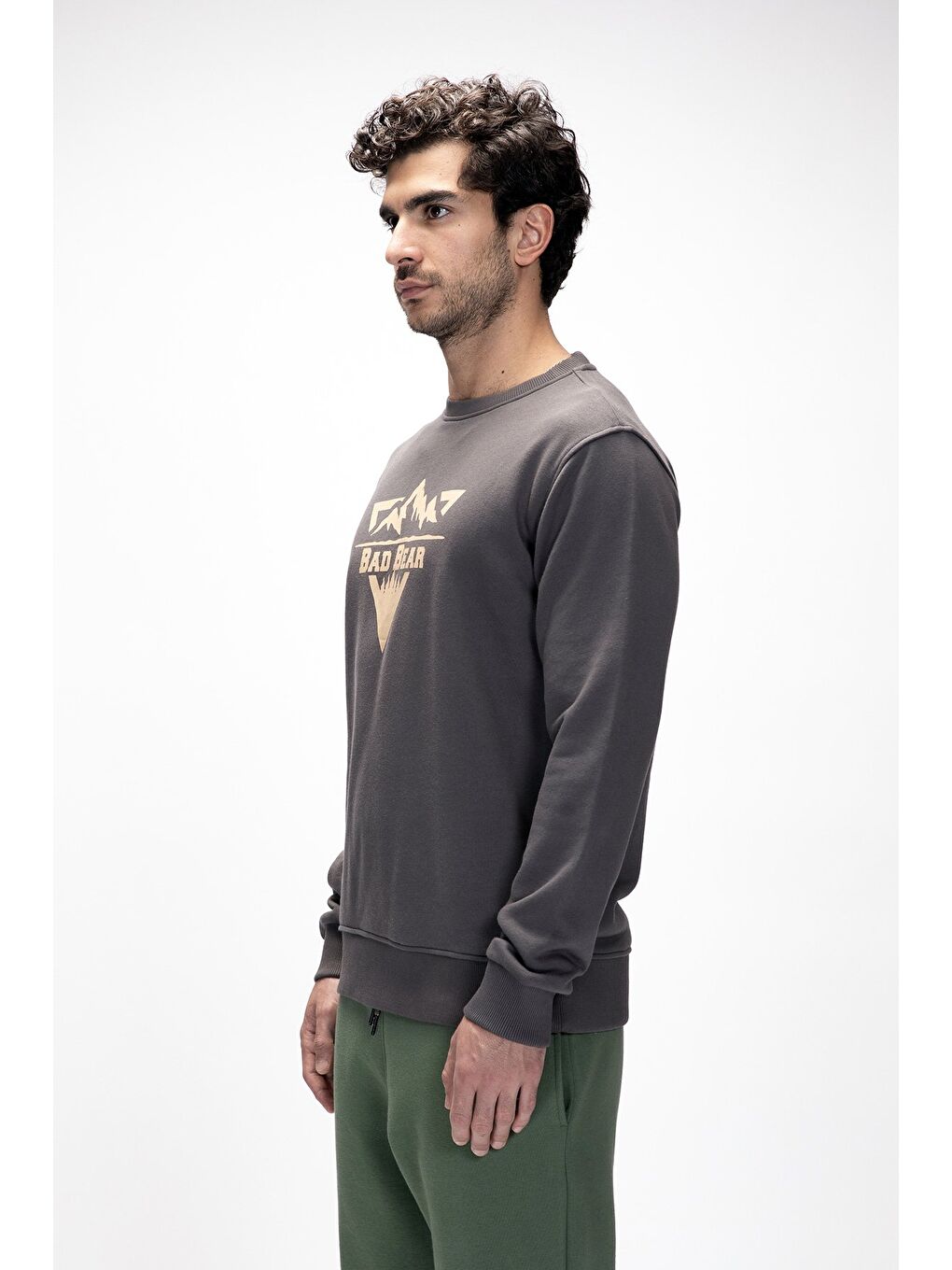 Mountain Antrasit Crewneck Erkek Baskılı Sweatshirt-1