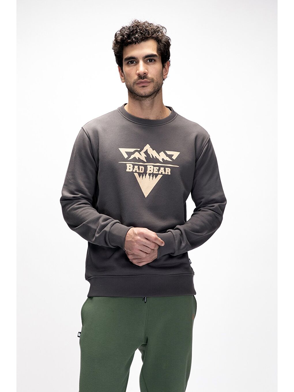 Mountain Antrasit Crewneck Erkek Baskılı Sweatshirt-3