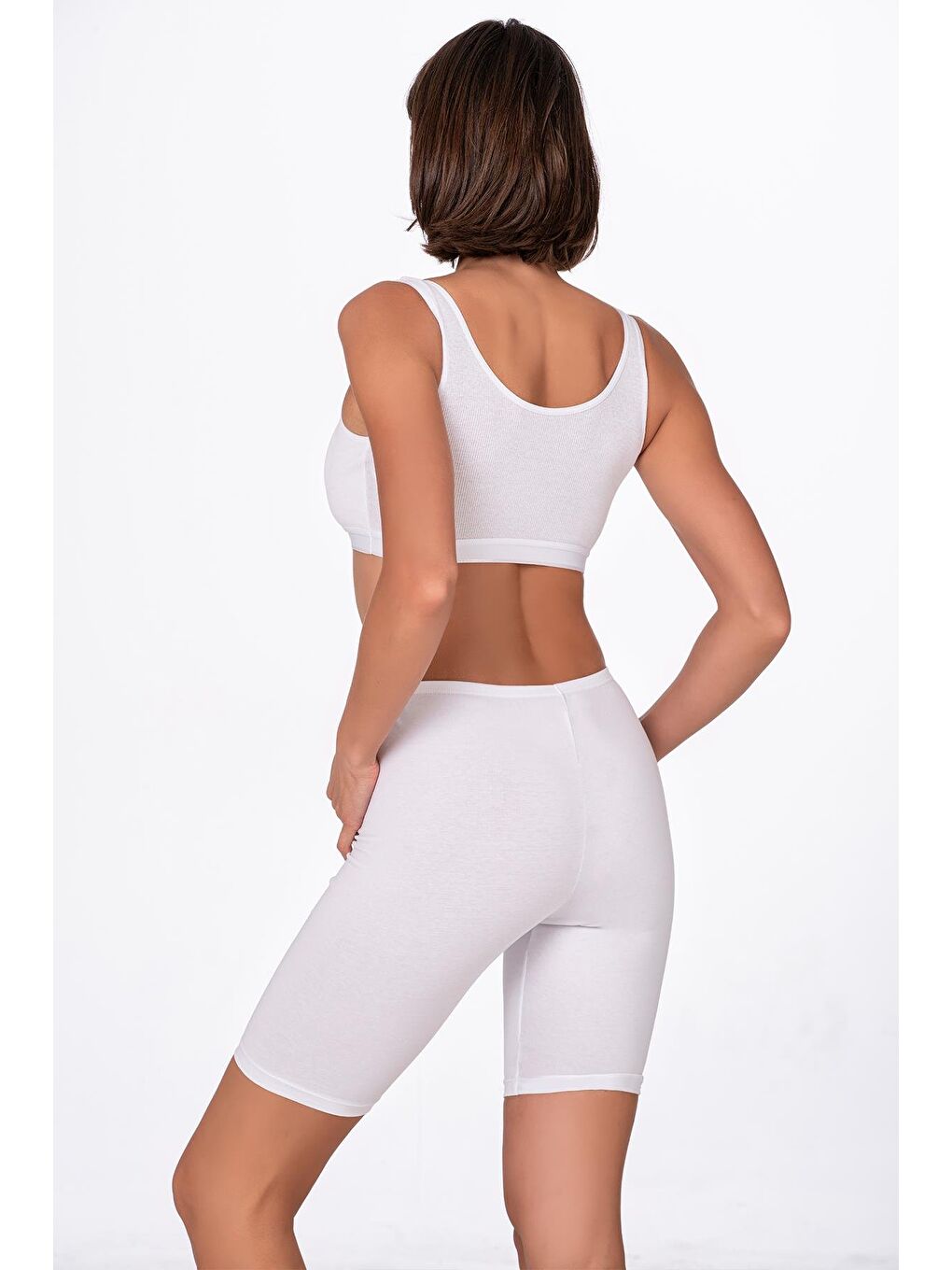 Kadın Elastanlı Süprem Diz Üstü Tayt | Beyaz K0413-1