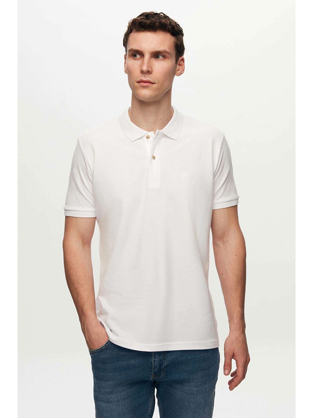 Regular Fit Lacivert/Açık Mavi/Beyaz Pike Dokulu %100 Pamuk Polo Yaka T-Shirt-3