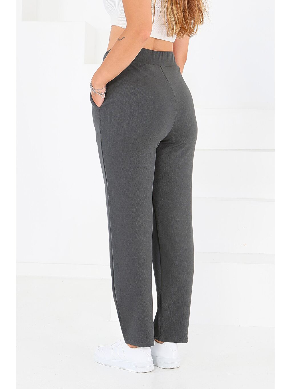 Çift Düğmeli Spor Pantolon Antrasit - 27352-4