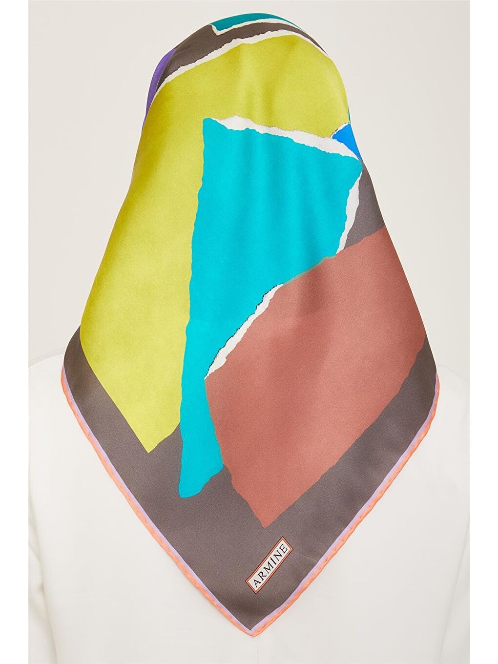 Karışık Geometrik Desenli Twill İpek Eşarp 24Ya9125 83 53-3