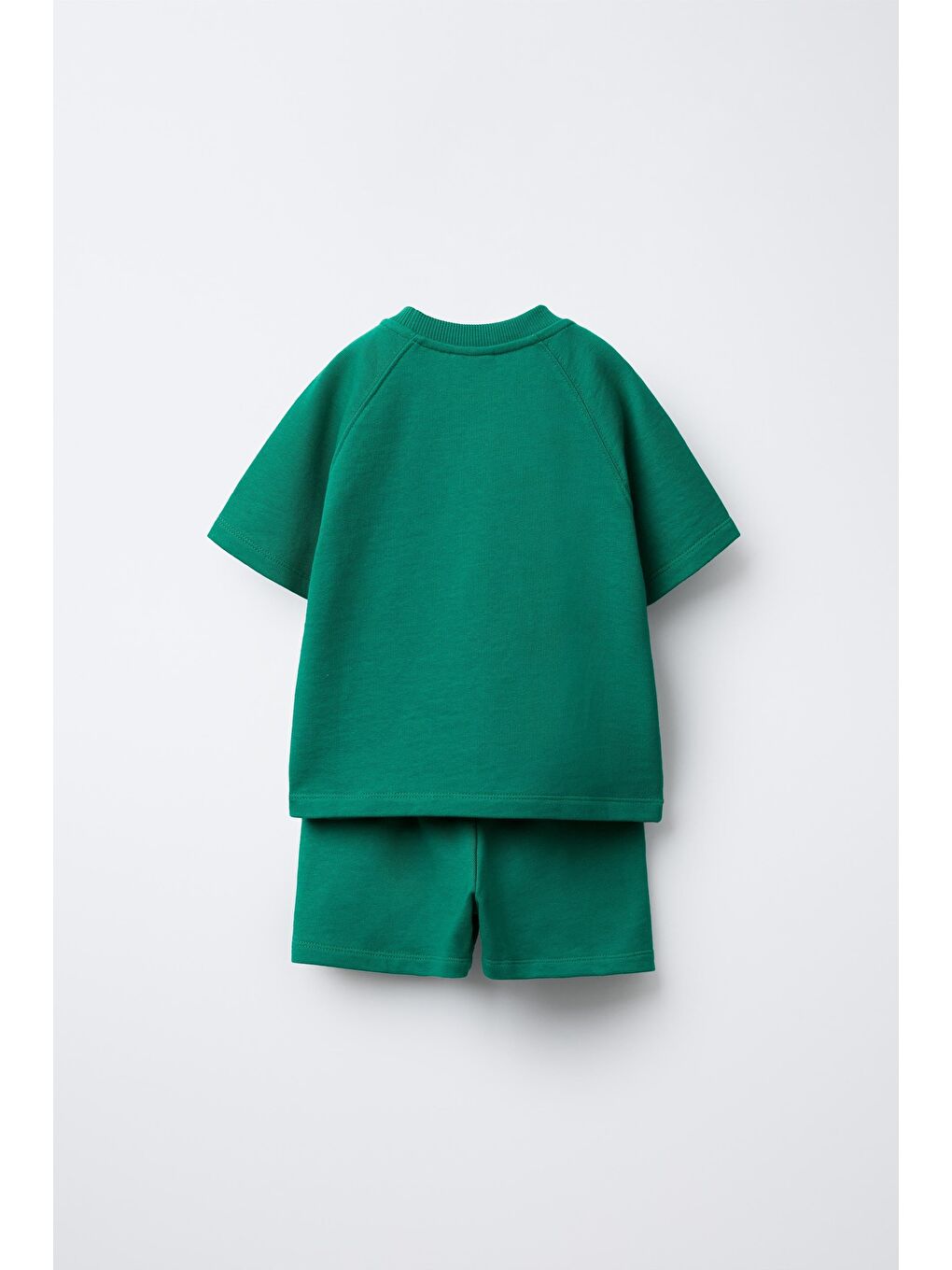 Unisex Çocuk Pamuklu Yeşil Gergedan Nakışlı T-Shirt Şort Takım-1