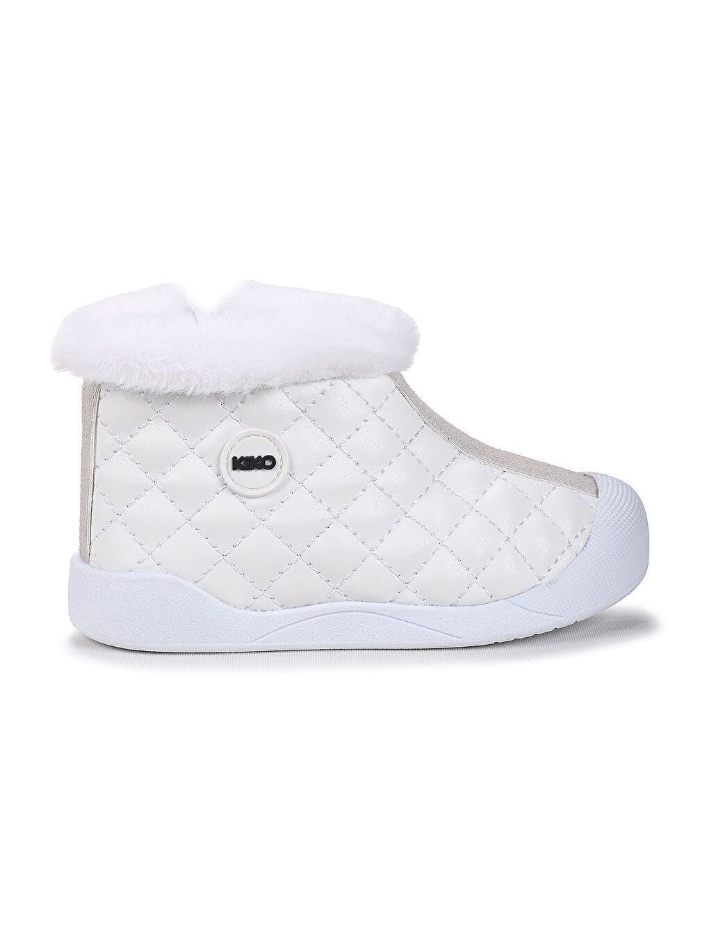 Beyaz Biser Fermuarlı Termo Taban Kız Çocuk Bot Ayakkabı-2