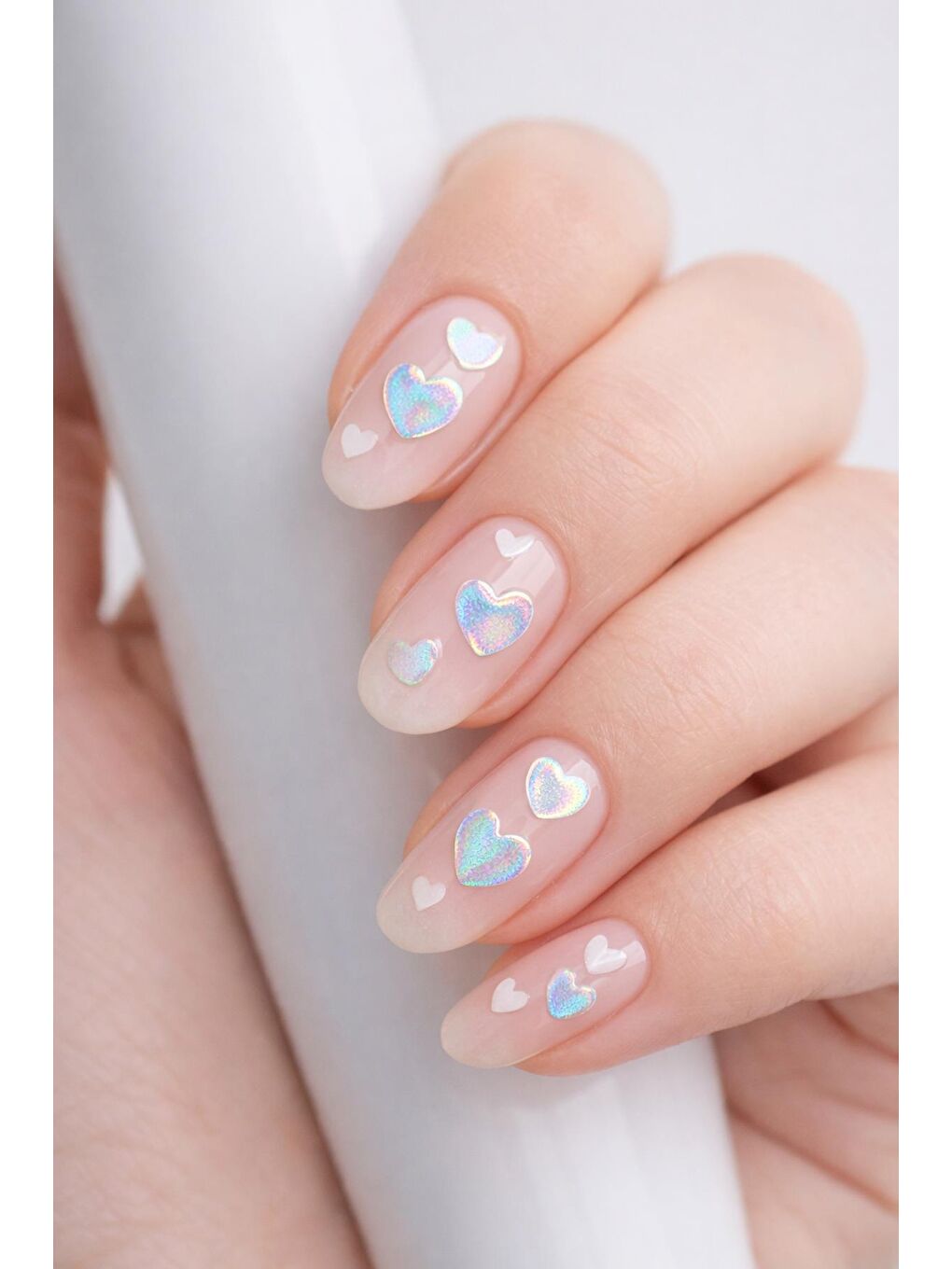 Gümüş Ve Beyaz Kalpler Tırnak Stickerı