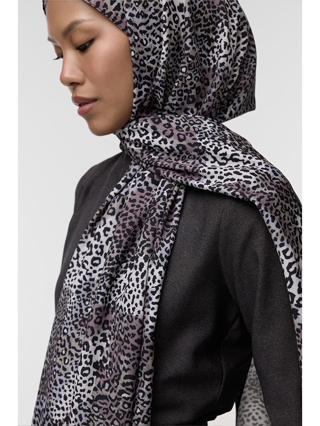 Siyah Daily Print Şal Animal Desenli-4