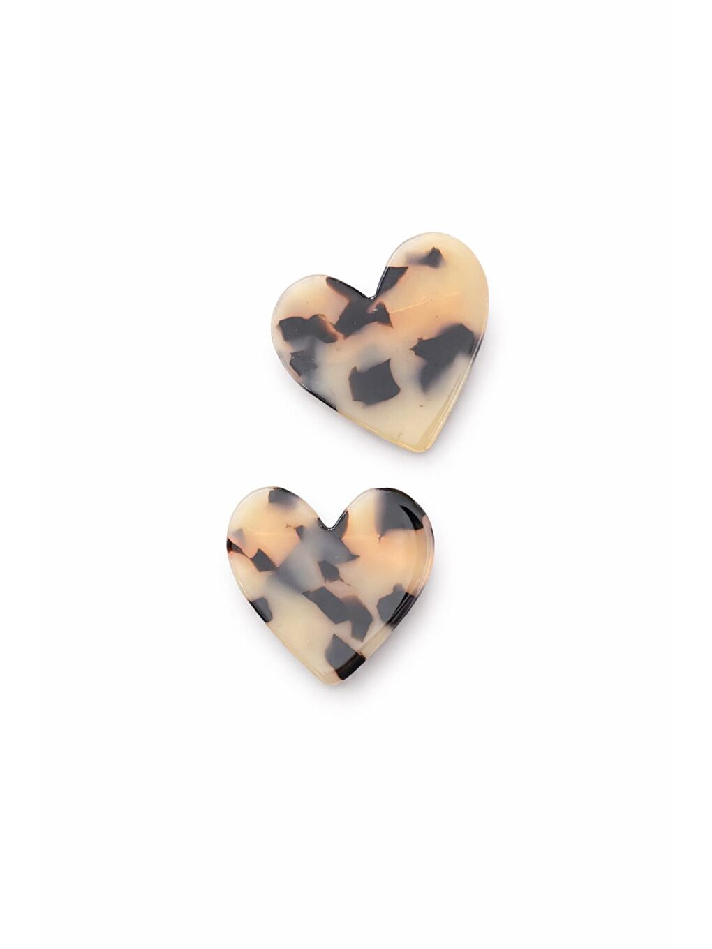 Bej Kaplumbağa Sırtı Kalp Pens Toka -2 Adet-1