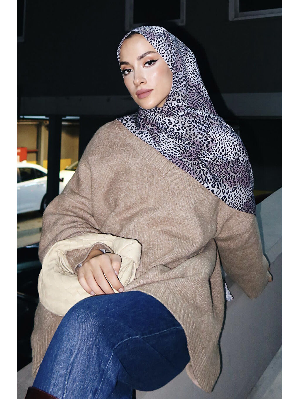 Siyah Daily Print Şal Animal Desenli-8