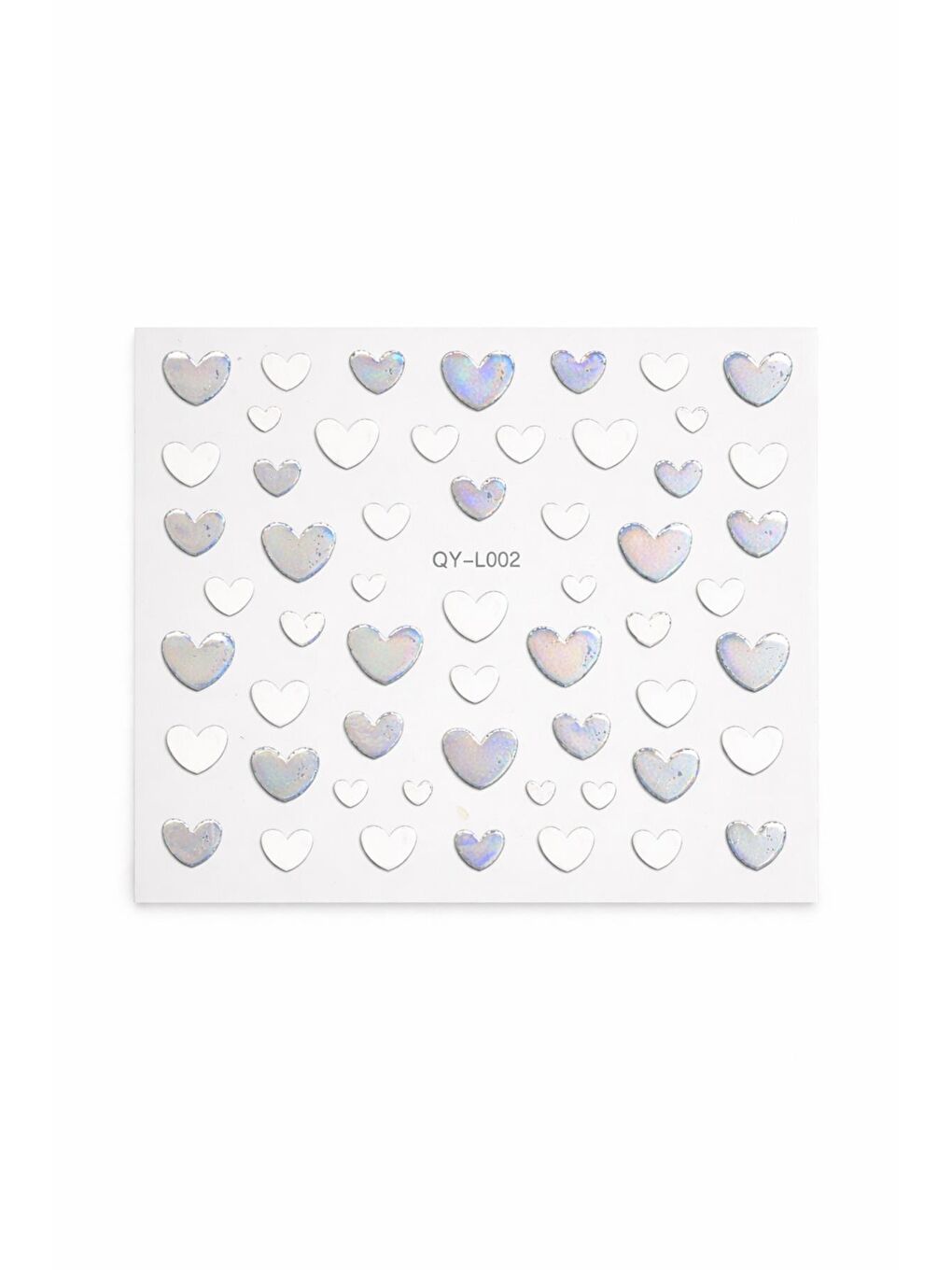 Gümüş Ve Beyaz Kalpler Tırnak Stickerı-3