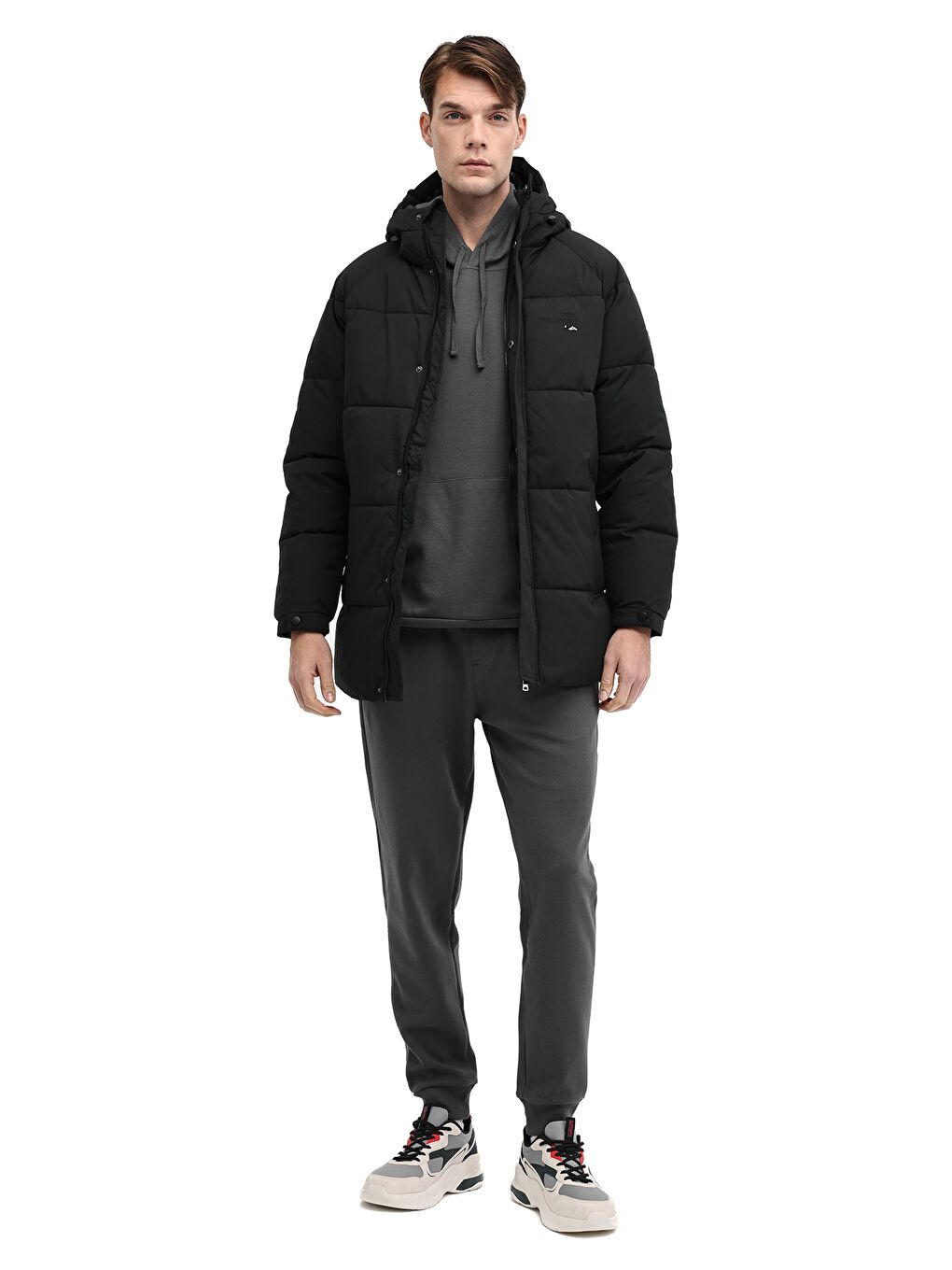 ML COLIN 3OTW500 5PR Siyah Erkek Uzun Şişme Mont-2