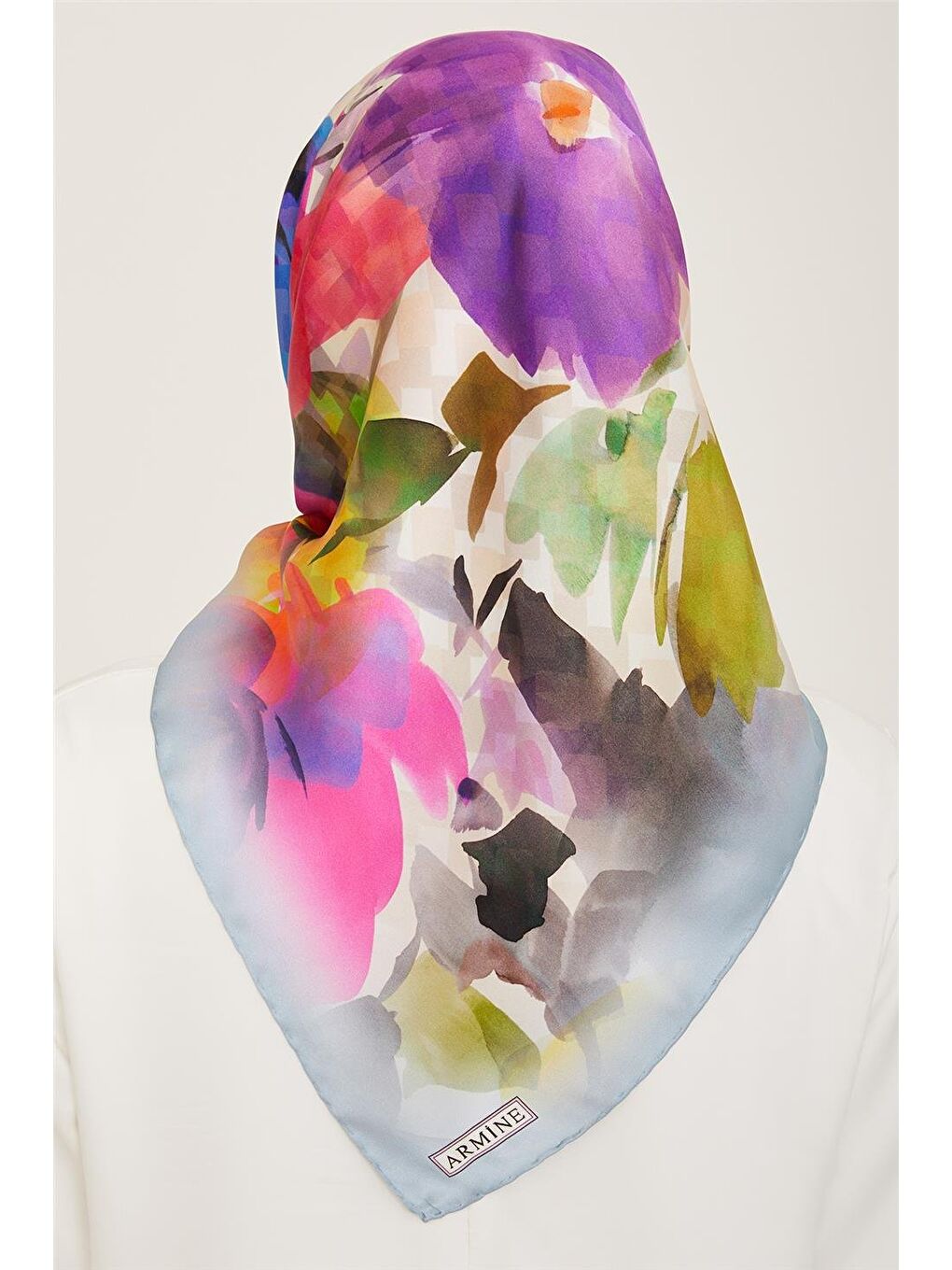 Karışık Monogram Desenli Sura İpek Eşarp 24Ya9104 52 31-3