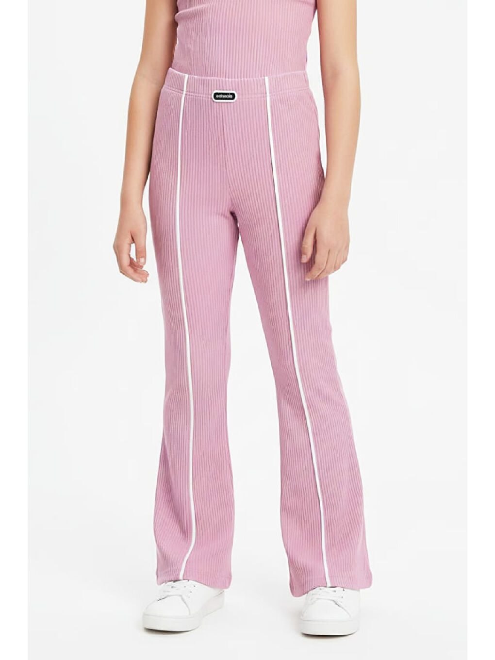 Pembe Kız Çocuk Fitilli ve Beyaz Çıma Detaylı Eşofman Altı- 5-15 Yaş 12463