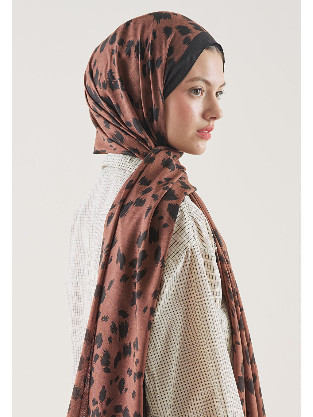 Kahverengi CHEETAH DESEN RAMİ ŞAL KAHVE-2