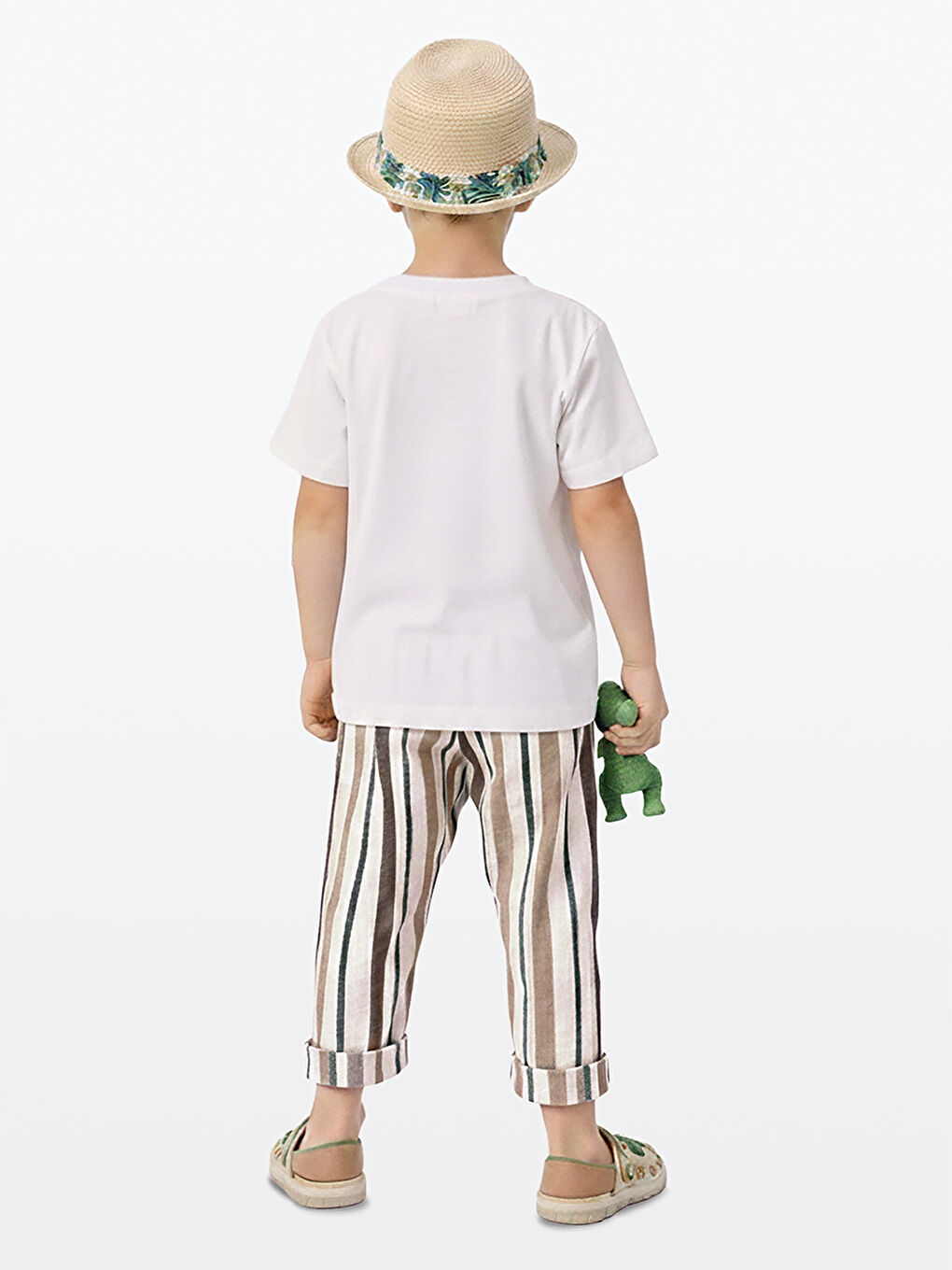 Beyaz Dinolar Erkek Çocuk T-shirt Pantolon Takım-1