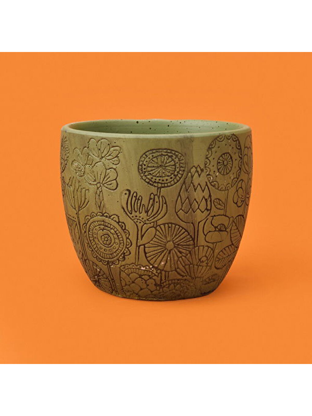 Siyah Çiçek Nature Beton Saksı - Yeşil - 13,5x12,5 cm-2