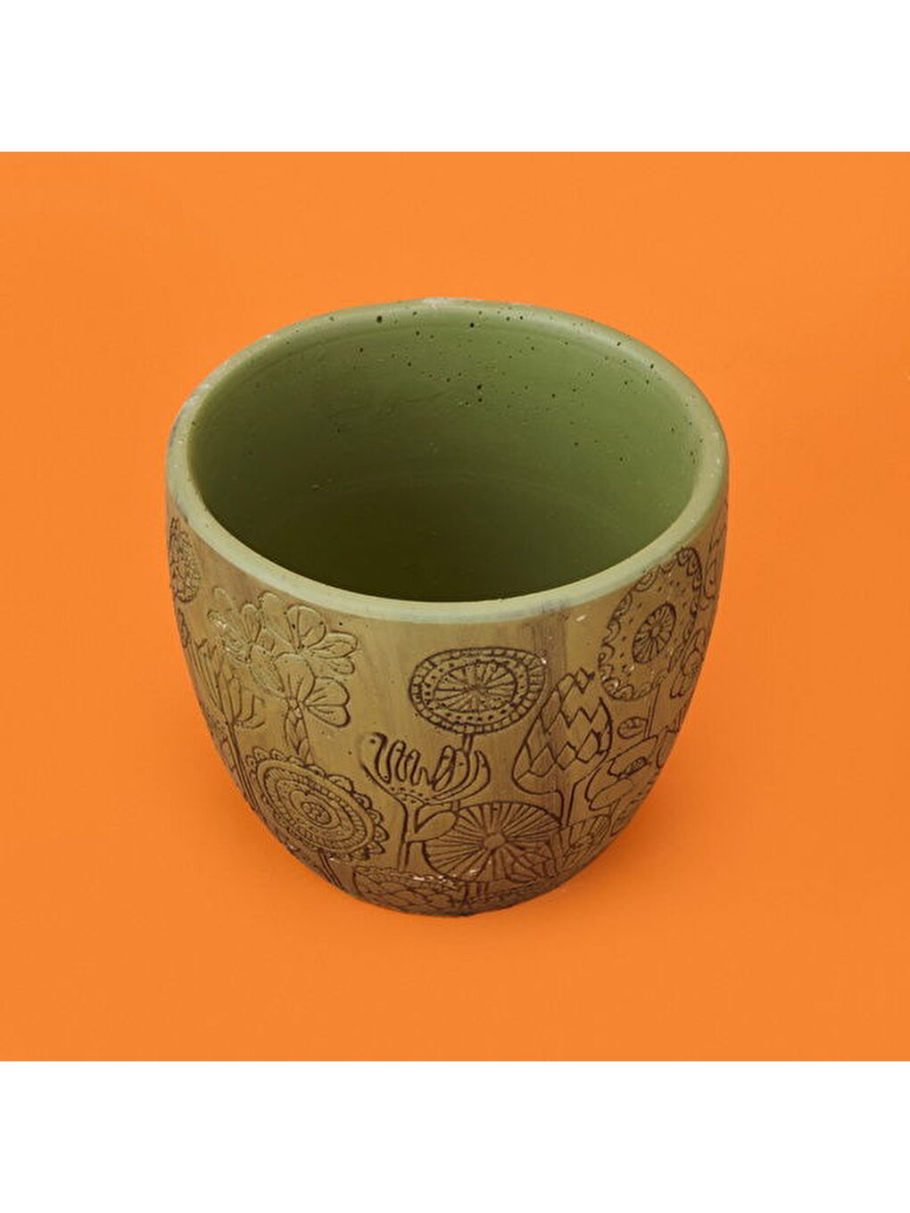 Siyah Çiçek Nature Beton Saksı - Yeşil - 13,5x12,5 cm-3