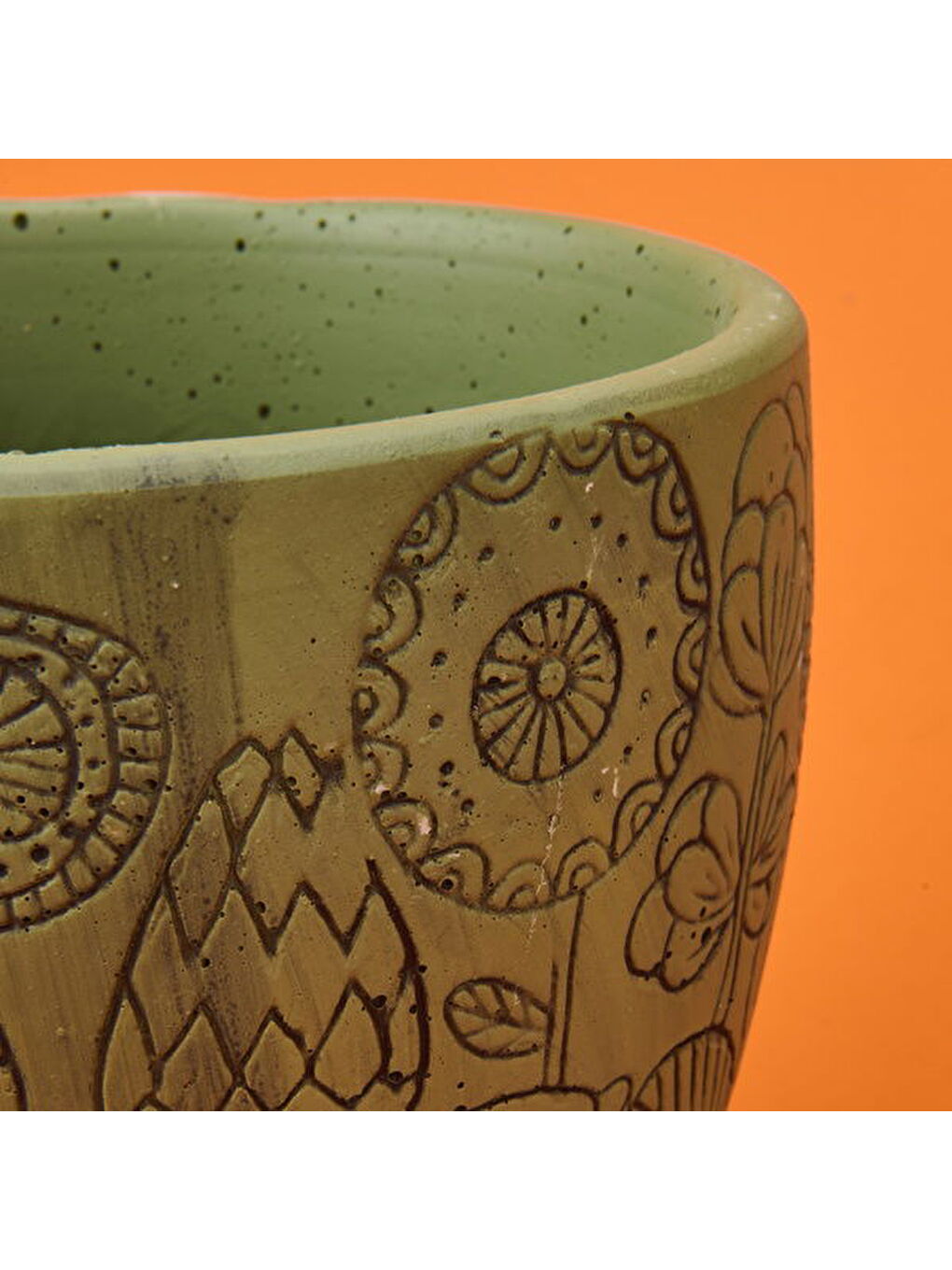 Siyah Çiçek Nature Beton Saksı - Yeşil - 13,5x12,5 cm-4