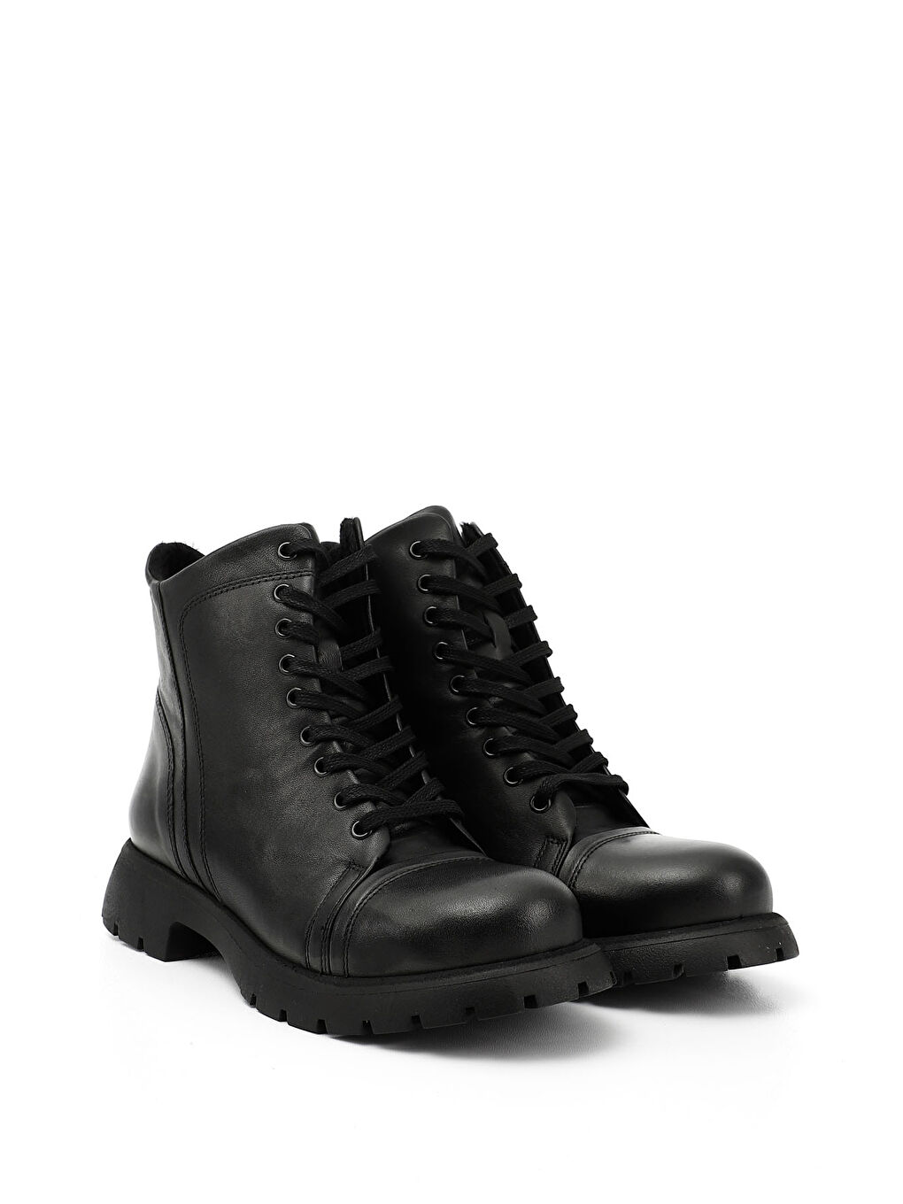 Mor Kadın ZÜMRÜT-SİYAH Fermuarlı Hakiki Deri Postal Bot-1