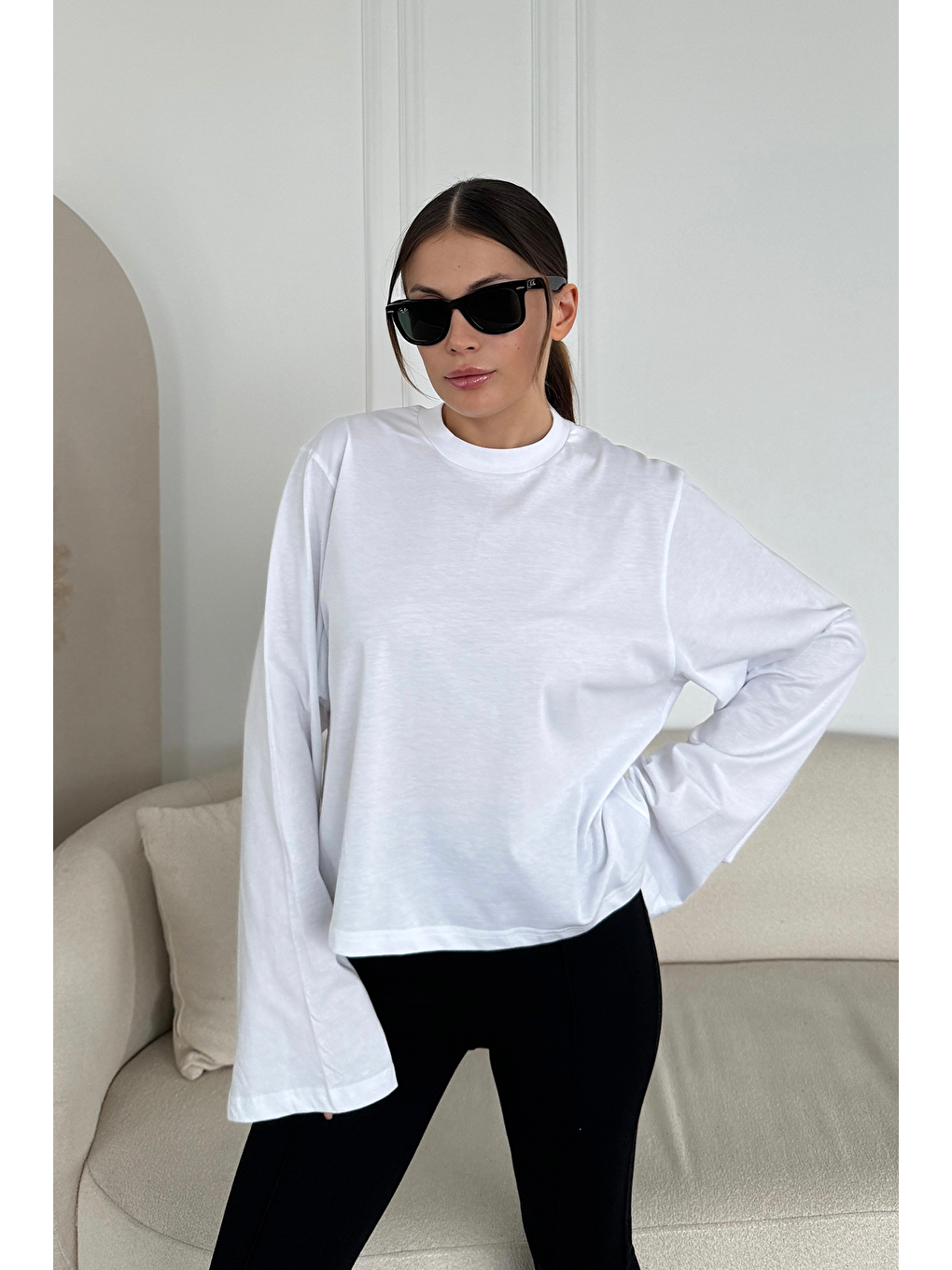 Geniş Kol Oversize 2'Li Paket T-Shirt 965 Siyah/Beyaz-2