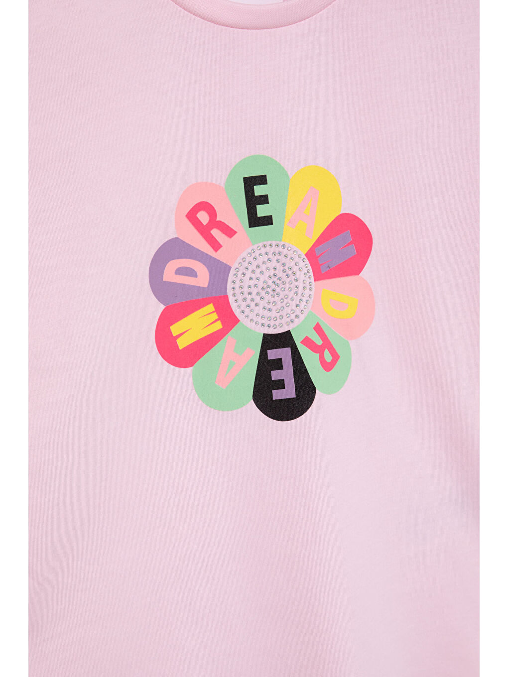 Pembe Dream Baskılı Payetli Kız Çocuk Kısa Kol Tişört 21002