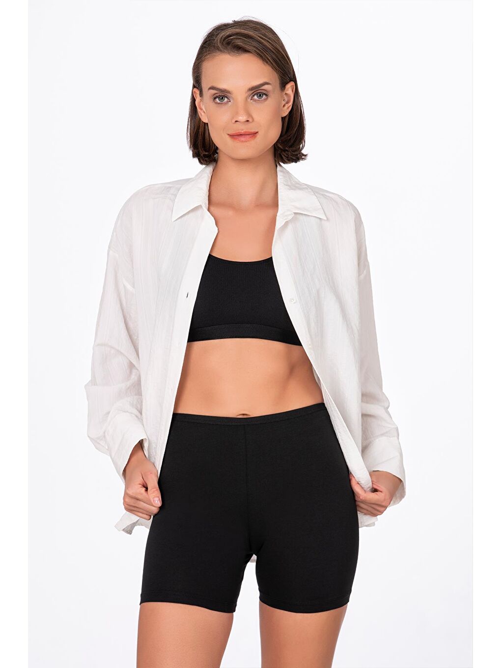 Kadın Elastanlı Süprem Diz Üstü Tayt | Siyah K26591