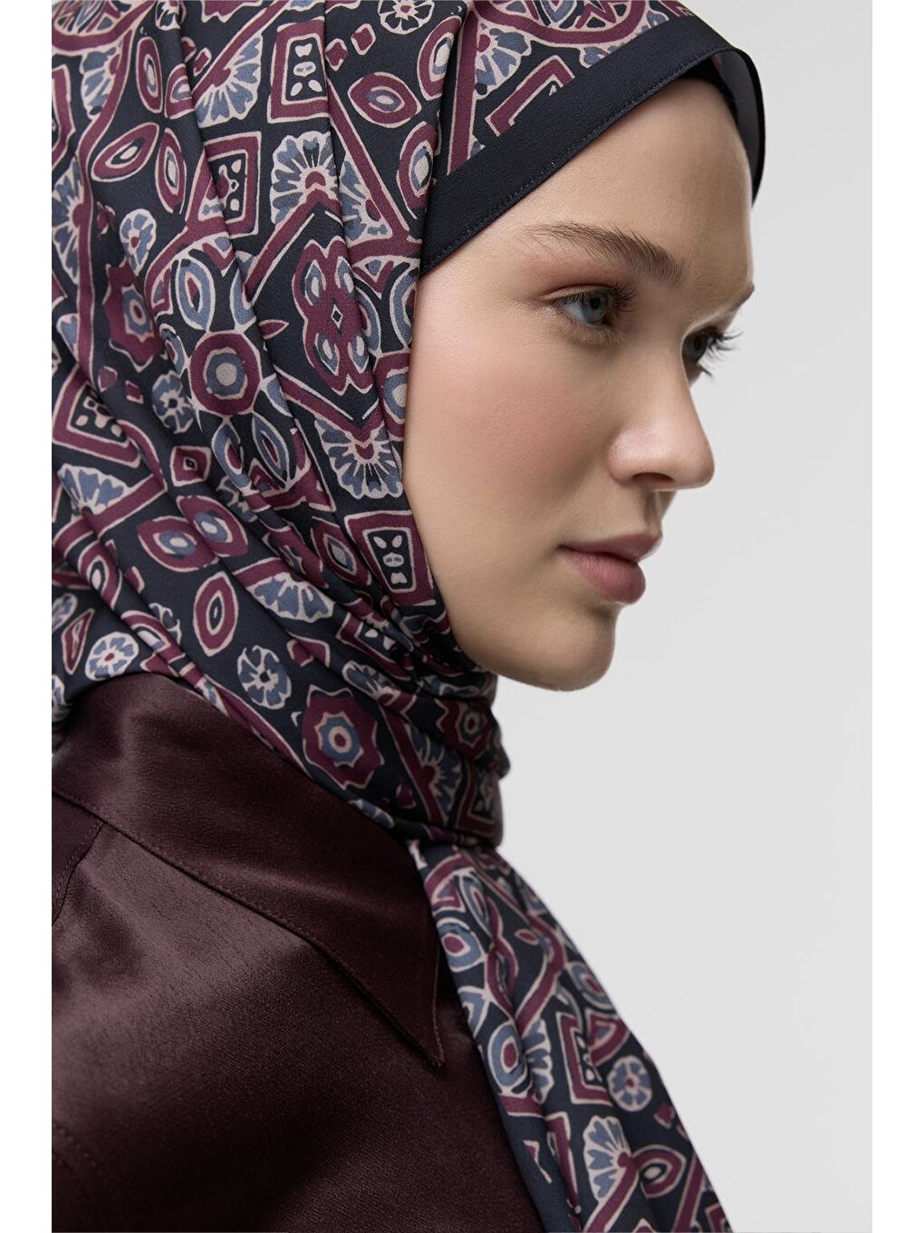 Bordo Daily Print Şal Palm Desenli-4