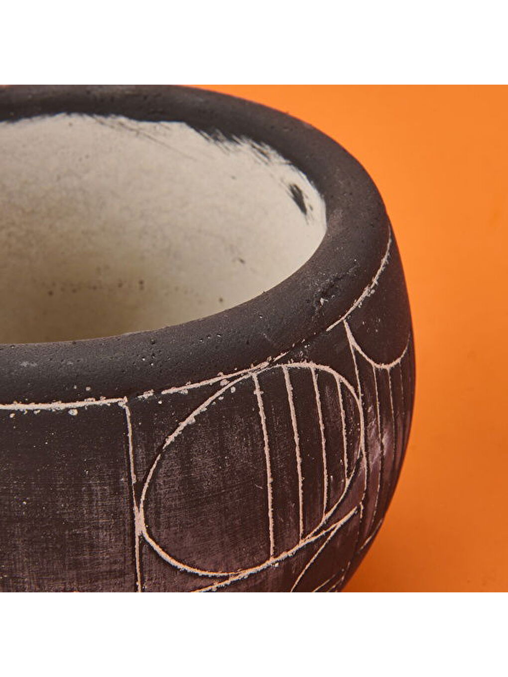 Boho Desenli Beton Saksı - Siyah - 14x12,5 cm-3